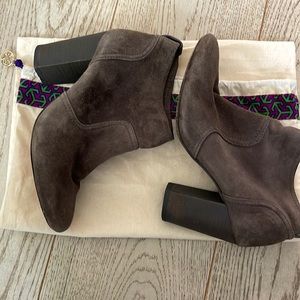 Tory Burch grey suede booties. Size 71/2.